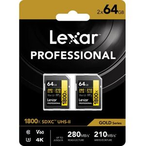 Lexar 64gb Professional 1800x Uhs-Ii Sdxc Memory Card (Gold Series, 2-Pack) Lexar 64gb Professional 1800x Uhs-Ii Sdxc Memory Card (Gold Series, 2-Pack)