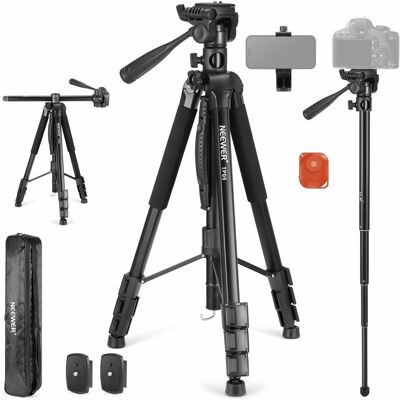 Neewer Basic 74\" Video Tripod Monopod W/ 3 Way Pan Tilt Head & Remote, Black Neewer Basic 74\" Video Tripod Monopod W/ 3 Way Pan Tilt Head & Remote, Black