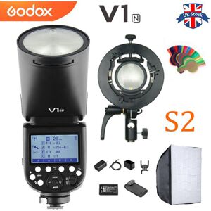 Uk Godox V1n Ttl 1/8000s Hss Round Head Flash+s2 Bracket+60cm Softbox For Nikon Uk Godox V1n Ttl 1/8000s Hss Round Head Flash+s2 Bracket+60cm Softbox For Nikon