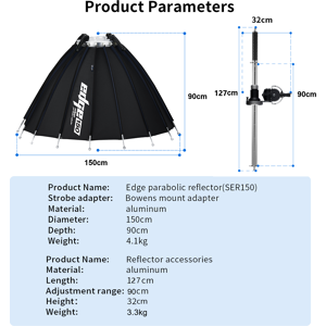 Selens Parabolic Light Focusing Tube System Kit Edge Bowens Mount Umbrella Selens Parabolic Light Focusing Tube System Kit Edge Bowens Mount Umbrella