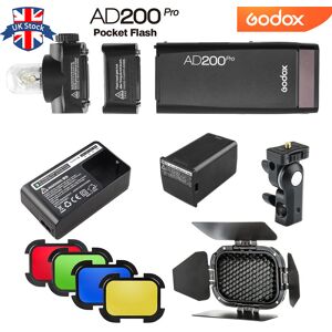 Godox 2.4g Ttl Hss 1/8000s Ad200pro Pocket Flash Speedlite With Bd-07 Barn Door Godox 2.4g Ttl Hss 1/8000s Ad200pro Pocket Flash Speedlite With Bd-07 Barn Door