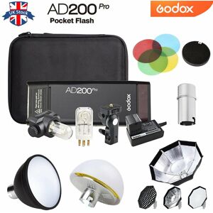 Uk Godox 2.4g Ttl Hss 1/8000s Ad200pro Flash With Color Filter Sofbox Reflector Uk Godox 2.4g Ttl Hss 1/8000s Ad200pro Flash With Color Filter Sofbox Reflector