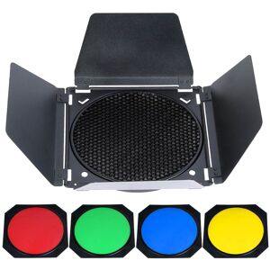 Godox Bd-04 Universal Barndoor Set With Four Coloured Gels And Grid Godox Bd-04 Universal Barndoor Set With Four Coloured Gels And Grid