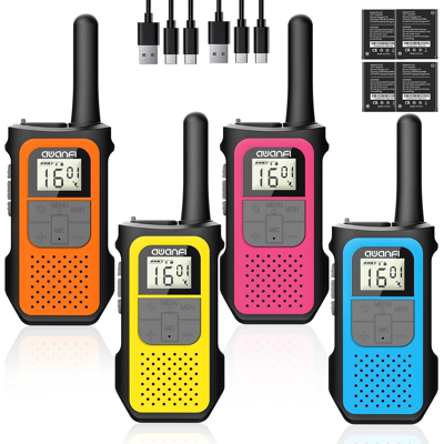 Awanfi Walkie Talkies For Adults Kids, 4 Pack Rechargeable Walkie Talkies With 1200mah Awanfi Walkie Talkies For Adults Kids, 4 Pack Rechargeable Walkie Talkies With 1200mah