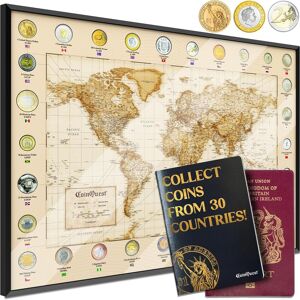 Coinquest Coin Map - Coins For Collectors Unique World Framed Travel Map Gift - Coinquest Coin Map - Coins For Collectors Unique World Framed Travel Map Gift -