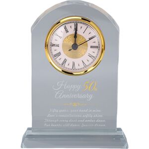 50th Wedding Anniversary Decoration Clock Clear Glass Panel Quartz Movement Cl 50th Wedding Anniversary Decoration Clock Clear Glass Panel Quartz Movement Cl