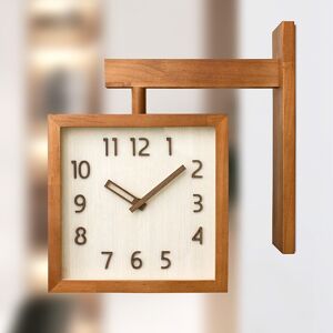 Wall Clock Simple Silent Square Double Sided Clock Wooden Decorative Corner Wall Clock Simple Silent Square Double Sided Clock Wooden Decorative Corner