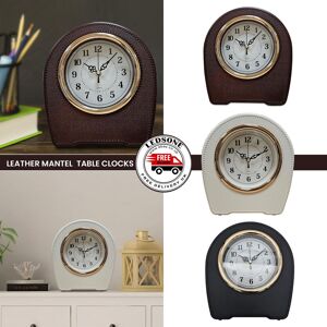 Led_sone Vintage Leather Mantel Clocks Battery Operated Table Shelf Decorative Clock Led_sone Vintage Leather Mantel Clocks Battery Operated Table Shelf Decorative Clock
