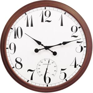 Primrose Outdoor Garden Clock With Thermometer And Metal Casing Brown Big Time 90cm Primrose Outdoor Garden Clock With Thermometer And Metal Casing Brown Big Time 90cm