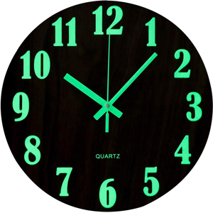 Does Not Apply 12 Inch Luminous Wall Clock Silent Wooden Design Night Lights Round Wall Clock F Does Not Apply 12 Inch Luminous Wall Clock Silent Wooden Design Night Lights Round Wall Clock F