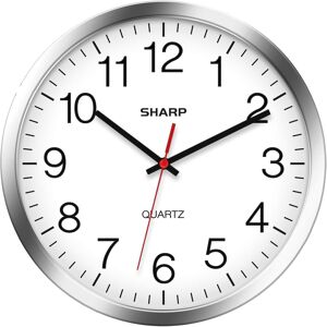 Sharp Wall Clock – Silver/chrome, Silent Non Ticking 12 Inch Quality Quartz Batt Sharp Wall Clock – Silver/chrome, Silent Non Ticking 12 Inch Quality Quartz Batt