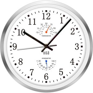 Hito 12" Silent Wall Clock Battery Operated Non Ticking Sweep Movement Glass Cov Hito 12" Silent Wall Clock Battery Operated Non Ticking Sweep Movement Glass Cov