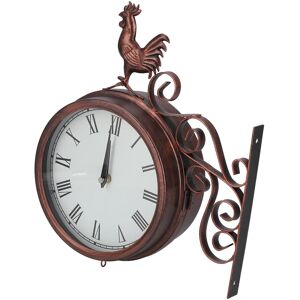 Iron Wrought Wall Clock Rooster Double Sided Antique Brass Wall Clock Round Set Iron Wrought Wall Clock Rooster Double Sided Antique Brass Wall Clock Round Set