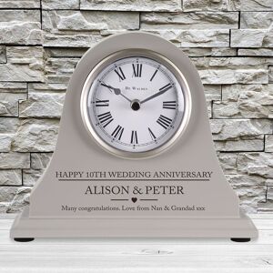 10th Wedding Anniversary Gift Personalised Engraved Grey Mantel Clock 10 Years 10th Wedding Anniversary Gift Personalised Engraved Grey Mantel Clock 10 Years