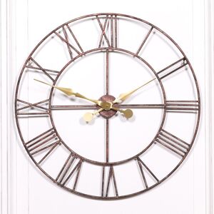 Maison Large 76cm Rustic Metal Wall Clock With Roman Numerals & Gold Hands Maison Large 76cm Rustic Metal Wall Clock With Roman Numerals & Gold Hands