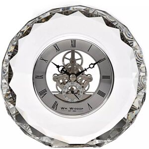 William Widdop® Wm. Widdop K9 Crystal Glass Round Mantel Desk Clock Skeleton Dial William Widdop® Wm. Widdop K9 Crystal Glass Round Mantel Desk Clock Skeleton Dial
