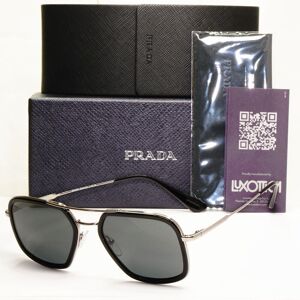 Prada Black Square Sunglasses Silver Pilot Metal Pr57xs Spr 57x M4y-5s0 Prada Black Square Sunglasses Silver Pilot Metal Pr57xs Spr 57x M4y-5s0