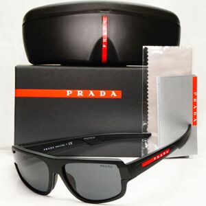 Prada Black Sunglasses Rectangle Rubber Red Stripe Sport Ps03wfs Sps 03w Dg0-06f Prada Black Sunglasses Rectangle Rubber Red Stripe Sport Ps03wfs Sps 03w Dg0-06f
