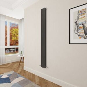 Aica Traditional Cast Iron Style Radiator Vertical 1800x200mm 2 Column Black Aica Traditional Cast Iron Style Radiator Vertical 1800x200mm 2 Column Black