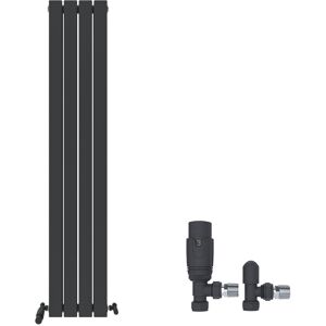 Ibathuk Radiator Vertical Flat Double Panel Angled Valve Anthracite Heater 1600 X 306mm Ibathuk Radiator Vertical Flat Double Panel Angled Valve Anthracite Heater 1600 X 306mm