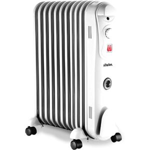 Schallen Oil Filled Radiator 2500w 11 Fin Heater + Thermostat With Timer - White Schallen Oil Filled Radiator 2500w 11 Fin Heater + Thermostat With Timer - White