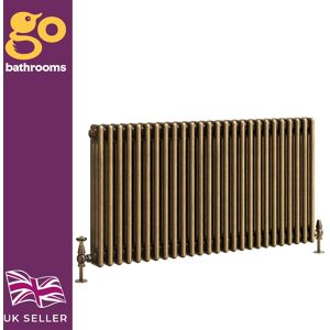 Go Bathrooms Traditional 3 Column Radiator Aged Brass Central Horizontal Radiator 600x1190mm Go Bathrooms Traditional 3 Column Radiator Aged Brass Central Horizontal Radiator 600x1190mm