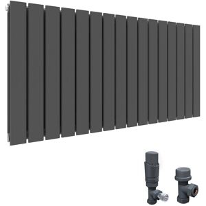 Elegant Horizontal Radiator Anthracite Flat Panel Double Rads 600x1216 With Trv Valves Elegant Horizontal Radiator Anthracite Flat Panel Double Rads 600x1216 With Trv Valves