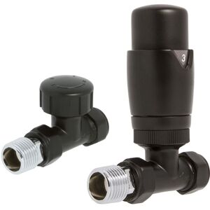 Valve Kings Black Straight Valves Thermostatic Trv Radiator & Heated Towel Rail (Pair) Valve Kings Black Straight Valves Thermostatic Trv Radiator & Heated Towel Rail (Pair)