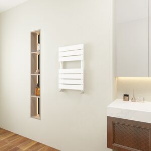 Showerenclosuresonline White Towel Rail Radiator Heated Flat Panel Bathroom Warmer 650x400mm Showerenclosuresonline White Towel Rail Radiator Heated Flat Panel Bathroom Warmer 650x400mm