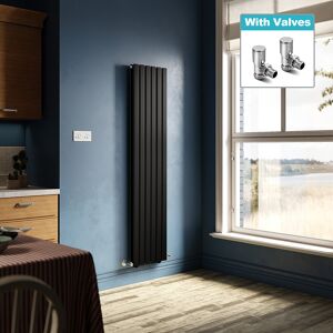 Elegant Vertical Radiator Black Double Flat Panel Tall Upright Rad 1800x408mm With Valve Elegant Vertical Radiator Black Double Flat Panel Tall Upright Rad 1800x408mm With Valve