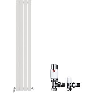 Ibathuk Vertical Designer Radiator Flat Single Panel Angled Valve White Rads 1800x228mm Ibathuk Vertical Designer Radiator Flat Single Panel Angled Valve White Rads 1800x228mm