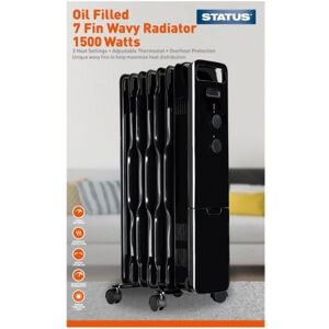 Status 7 Fin Oil Filled Radiator - Black - 1500w Status 7 Fin Oil Filled Radiator - Black - 1500w