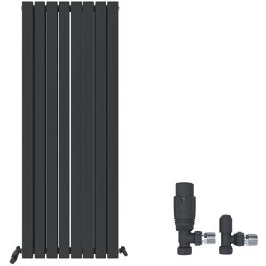 Ibathuk Radiator Vertical Flat Double Panel Angled Valve Anthracite Heater 1600 X 608mm Ibathuk Radiator Vertical Flat Double Panel Angled Valve Anthracite Heater 1600 X 608mm