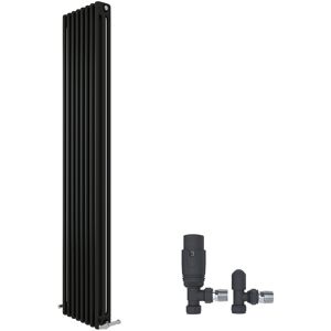 Ibathuk Vertical Radiator Traditional Triple Column With Valve Anthracite 1800x380mm Ibathuk Vertical Radiator Traditional Triple Column With Valve Anthracite 1800x380mm