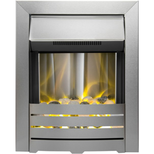 Adam Electric Fire Brushed Steel Inset Electric Fire Heater Heating Real Flame Effect Adam Electric Fire Brushed Steel Inset Electric Fire Heater Heating Real Flame Effect