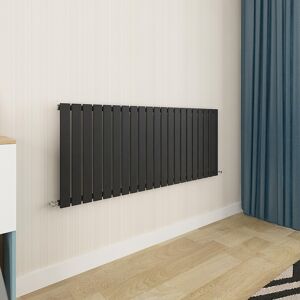 Aica Flat Panel Radiator Horizontal Central Heating Rad 600x1428mm Single Black Aica Flat Panel Radiator Horizontal Central Heating Rad 600x1428mm Single Black