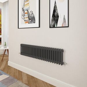 Aica Traditional Cast Iron Style Radiator Horizontal 300x1190mm 2 Column Black Aica Traditional Cast Iron Style Radiator Horizontal 300x1190mm 2 Column Black