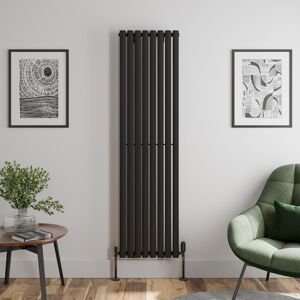 Duratherm Black Designer Radiator Vertical Oval Single Panel Rad 1800x480mm Steel Modern Duratherm Black Designer Radiator Vertical Oval Single Panel Rad 1800x480mm Steel Modern