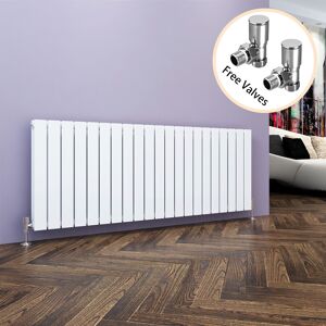 Elegant White Horizontal Designer Radiator Double Flat Panel Rads 600 X 1596 W/ Valve Elegant White Horizontal Designer Radiator Double Flat Panel Rads 600 X 1596 W/ Valve