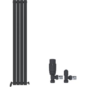 Ibathuk Vertical Designer Radiator Flat Single Panel Angled Valve Anthracite 1800x306mm Ibathuk Vertical Designer Radiator Flat Single Panel Angled Valve Anthracite 1800x306mm