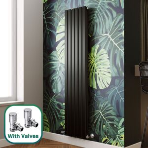 Elegant Vertical Radiator Double Black Flat Panel Tall Upright Rad 1800x408mm With Valve Elegant Vertical Radiator Double Black Flat Panel Tall Upright Rad 1800x408mm With Valve