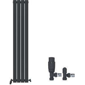 Ibathuk Radiator Vertical Flat Single Panel Angled Valve Anthracite Heater 1600 X 306mm Ibathuk Radiator Vertical Flat Single Panel Angled Valve Anthracite Heater 1600 X 306mm