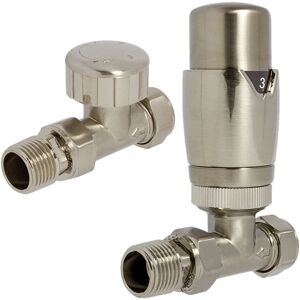Valve Kings Brushed Nickel Valves Straight Thermostatic Trv Radiator Heated Towel Rail Pair Valve Kings Brushed Nickel Valves Straight Thermostatic Trv Radiator Heated Towel Rail Pair