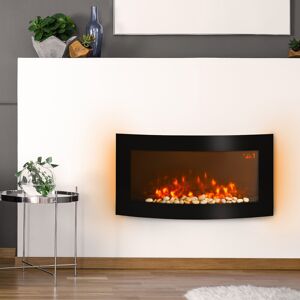 Homcom Electric Fireplace Wall Mounted Led Flame Curved Back Side Lights Heater Homcom Electric Fireplace Wall Mounted Led Flame Curved Back Side Lights Heater