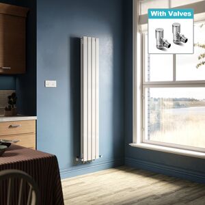 Elegant Vertical Radiator Double 1800 X 304 White Flat Panel Tall Upright Rad With Valve Elegant Vertical Radiator Double 1800 X 304 White Flat Panel Tall Upright Rad With Valve