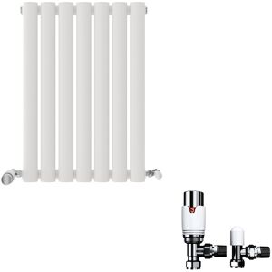 Ibathuk Radiator Single Panel Horizontal Oval Panel Matt White With Valve 600x420mm Ibathuk Radiator Single Panel Horizontal Oval Panel Matt White With Valve 600x420mm