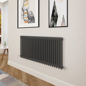 Aica Traditional Cast Iron Style Radiator Horizontal 600x1190mm 2 Column Black Aica Traditional Cast Iron Style Radiator Horizontal 600x1190mm 2 Column Black