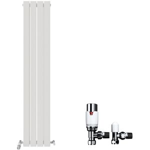Ibathuk Radiator Vertical Flat Double Panel Angled Valve White Heater 1600 X 306mm Ibathuk Radiator Vertical Flat Double Panel Angled Valve White Heater 1600 X 306mm