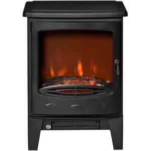 Homcom Freestanding Electric Fireplace Stove Heater With Led Flame Effect Black Homcom Freestanding Electric Fireplace Stove Heater With Led Flame Effect Black