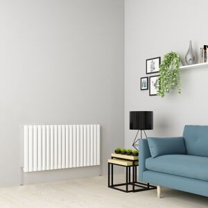 Plumb Galaxy Horizontal Designer Radiator Oval Flat Panel Single White 600x1181mm Plumb Galaxy Horizontal Designer Radiator Oval Flat Panel Single White 600x1181mm